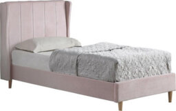 Seconique Amelia 3Ft Single Bed In Pink Velvet Fabric - thumbnail 1