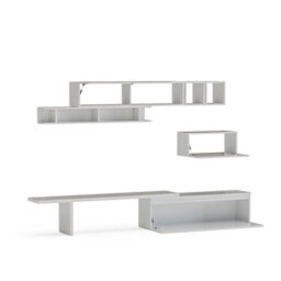 Decorotika Mery Moduler Modern Tv Unit Wall Mount Customizable Layout High Gloss White - thumbnail 5