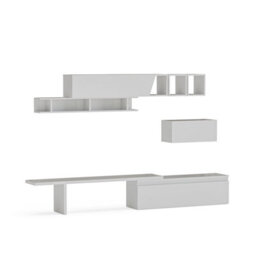 Decorotika Mery Moduler Modern Tv Unit Wall Mount Customizable Layout High Gloss White - thumbnail 4
