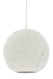 Orsina Medium White Pendant Light, Geometric Steel Hanging Light Fixture, Clean White Shade With Stylish Cut-Outs - thumbnail 1