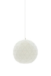 Orsina Medium White Pendant Light, Geometric Steel Hanging Light Fixture, Clean White Shade With Stylish Cut-Outs - thumbnail 2