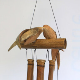 Serenityy Coconut Twin Birds Windchimes 1M - Handmade Indonesian Bamboo And Coconut Garden Chime - thumbnail 2