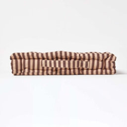 Homescapes Cotton Brown And Beige Thin Stripe Floor Cushion, 40 X 40 Cm - thumbnail 5