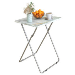 Huhote Folding Snack Table Small Spaces Side Table End Table Coffee Table Beside Table Sofa Table Outdoor Home Grey Marble Finish - thumbnail 1
