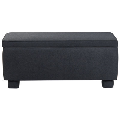 Wyld And Coco Novahome Storage Bench Black Fabric With Lift-Up Top And Wooden Legs, W104 X D40 X H45Cm - image 1