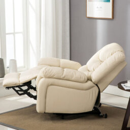 More4Homes Seattle Electric Single Motor Rise Recliner Armchair Sofa Home Lounge Bonded Leather Chair (Cream) - thumbnail 9
