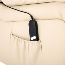 More4Homes Seattle Electric Single Motor Rise Recliner Armchair Sofa Home Lounge Bonded Leather Chair (Cream) - thumbnail 6