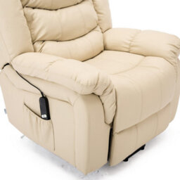 More4Homes Seattle Electric Single Motor Rise Recliner Armchair Sofa Home Lounge Bonded Leather Chair (Cream) - thumbnail 7