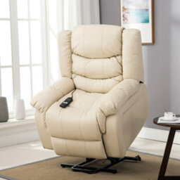 More4Homes Seattle Electric Single Motor Rise Recliner Armchair Sofa Home Lounge Bonded Leather Chair (Cream)