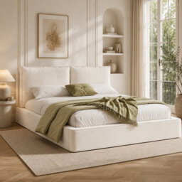 Double Chenille Ottoman Storage Bed With Padded Headboard - thumbnail 1