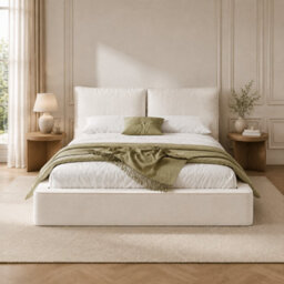 Double Chenille Ottoman Storage Bed With Padded Headboard - thumbnail 3
