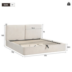 Double Chenille Ottoman Storage Bed With Padded Headboard - thumbnail 6
