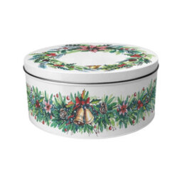 Purely Home Christmas Wreath Large Cake Tin - Festive Foliage Kitchen Bakeware Gifts - Round Metal Storage Container For Baking 23 X 10Cm - thumbnail 4