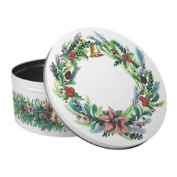 Purely Home Christmas Wreath Large Cake Tin - Festive Foliage Kitchen Bakeware Gifts - Round Metal Storage Container For Baking 23 X 10Cm - thumbnail 1