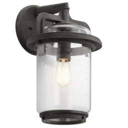 Luminosa Lighting Elstead Kichler Andover Outdoor 1 Light Wall Lantern Weathered Zinc Ip44 - thumbnail 1