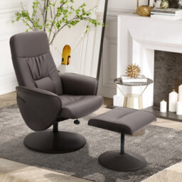 Homcom Pu Leather 2 Pcs Reclining Armchair W/ Ottoman Swivel Brown