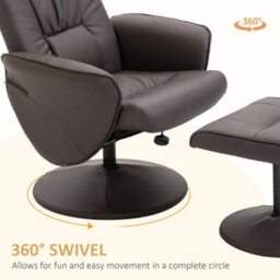 Homcom Pu Leather 2 Pcs Reclining Armchair W/ Ottoman Swivel Brown - thumbnail 5