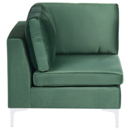 Beliani Modular Corner Sofa 4 Seater Evja Left Hand Green Velvet - thumbnail 8