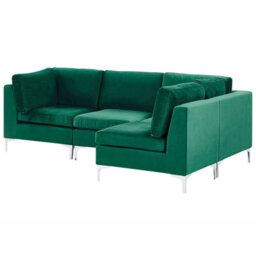 Beliani Modular Corner Sofa 4 Seater Evja Left Hand Green Velvet - thumbnail 4
