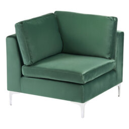 Beliani Modular Corner Sofa 4 Seater Evja Left Hand Green Velvet - thumbnail 9