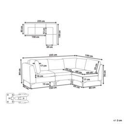 Beliani Modular Corner Sofa 4 Seater Evja Left Hand Green Velvet - thumbnail 3