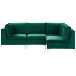 Beliani Modular Corner Sofa 4 Seater Evja Left Hand Green Velvet