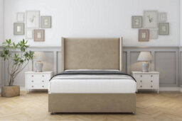 "Sloomy Devonshire Almond Coniston Divan Bed Base No Drawers With 54"" Wingback Headboard 4' Small Double" - thumbnail 2