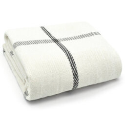 Velosso Modern Chic Minimalist Style Cotton Throw, Pure Natural Fibres Woven Blanket In Subtle Stripe - 50Cm X 60Cm - Ivory And Grey
