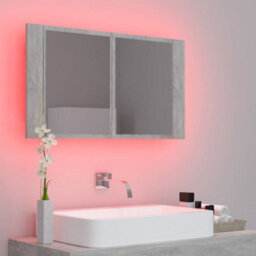 Berkfield Stylish Led Bathroom Mirror Cabinet Concrete Grey 80X12X45 Cm - thumbnail 4