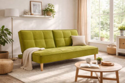Mattress Guru Manhattan 3 Seater Velvet Sofa Bed Clic Clac Fold Down In Lime