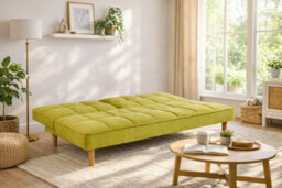Mattress Guru Manhattan 3 Seater Velvet Sofa Bed Clic Clac Fold Down In Lime - thumbnail 2