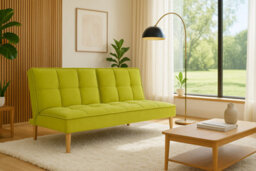 Mattress Guru Manhattan 3 Seater Velvet Sofa Bed Clic Clac Fold Down In Lime - thumbnail 3