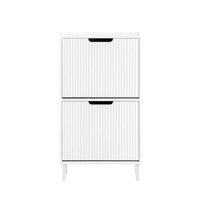 Sobuy Fsr177-W, Shoe Cabinet Storage Organizer With 2 Flip Drawers,white,w50.5Xd19Xh91 - image 1