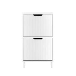 Sobuy Fsr177-W, Shoe Cabinet Storage Organizer With 2 Flip Drawers,white,w50.5Xd19Xh91