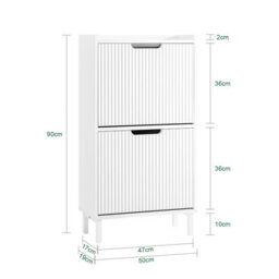 Sobuy Fsr177-W, Shoe Cabinet Storage Organizer With 2 Flip Drawers,white,w50.5Xd19Xh91 - thumbnail 3