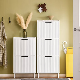 Sobuy Fsr177-W, Shoe Cabinet Storage Organizer With 2 Flip Drawers,white,w50.5Xd19Xh91 - thumbnail 2