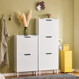 Sobuy Fsr177-W, Shoe Cabinet Storage Organizer With 2 Flip Drawers,white,w50.5Xd19Xh91 - thumbnail 8