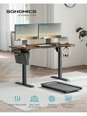 Songmics Electric Standing Desk, Height Adjustable Desk, 60 X 140 X (72-120) Cm, Continuous Adjustment, 4 Memorable Heights - image 1