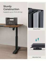 Songmics Electric Standing Desk, Height Adjustable Desk, 60 X 140 X (72-120) Cm, Continuous Adjustment, 4 Memorable Heights - thumbnail 8