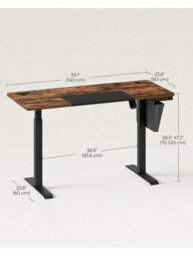 Songmics Electric Standing Desk, Height Adjustable Desk, 60 X 140 X (72-120) Cm, Continuous Adjustment, 4 Memorable Heights - thumbnail 6