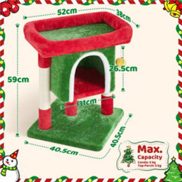 Yaheetech 59 Cm Height 2-Level Cat Tree With Condo And Scratching Posts - Red/green - thumbnail 3