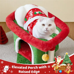 Yaheetech 59 Cm Height 2-Level Cat Tree With Condo And Scratching Posts - Red/green - thumbnail 4