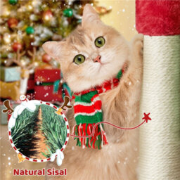 Yaheetech 59 Cm Height 2-Level Cat Tree With Condo And Scratching Posts - Red/green - thumbnail 7