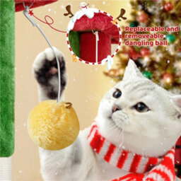 Yaheetech 59 Cm Height 2-Level Cat Tree With Condo And Scratching Posts - Red/green - thumbnail 6