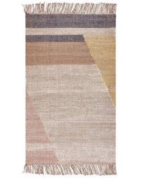 Beliani Handwoven Jute Rug, Brown Geometric, 80 X 150 Cm - thumbnail 1