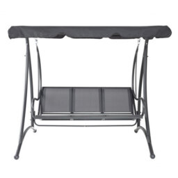 Charles Bentley 3 Seater Outdoor Swing Seat Bench Chair Hammock W/ Canopy -Grey - thumbnail 5