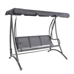 Charles Bentley 3 Seater Outdoor Swing Seat Bench Chair Hammock W/ Canopy -Grey - thumbnail 4