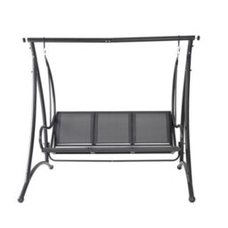 Charles Bentley 3 Seater Outdoor Swing Seat Bench Chair Hammock W/ Canopy -Grey - thumbnail 8