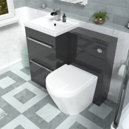Nes Home Anthracite Drawers Basin Cabinet, Wc Unit & Rimless Back To Wall Toilet - thumbnail 4