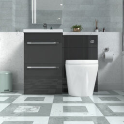 Nes Home Anthracite Drawers Basin Cabinet, Wc Unit & Rimless Back To Wall Toilet - thumbnail 2
